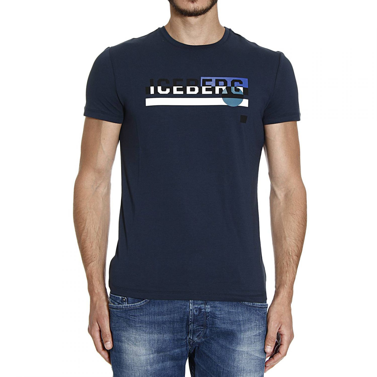 Iceberg T-shirt Short Sleeve Crewneck Logo in Blue for Men | Lyst