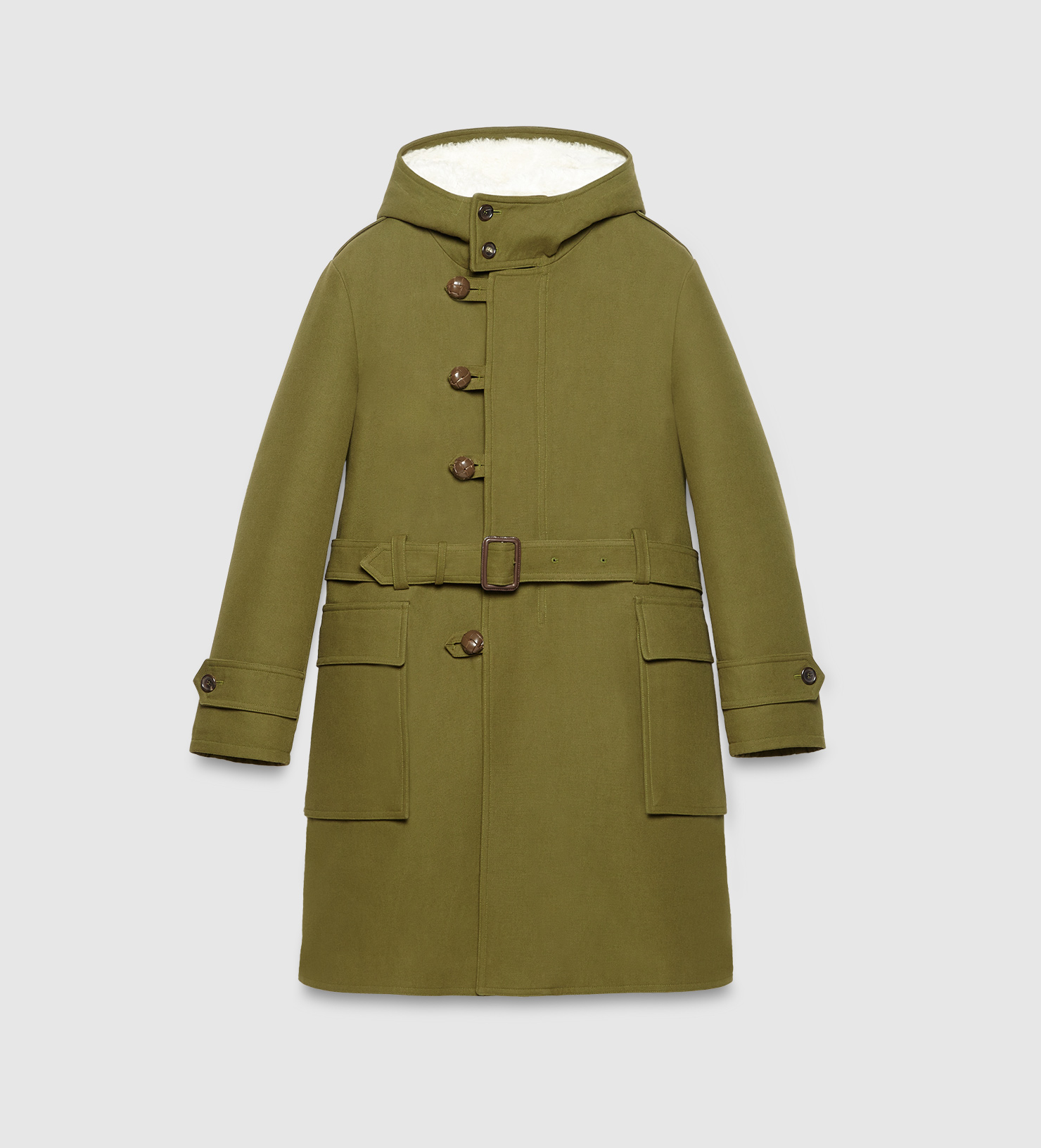 Lyst - Gucci Wool Cotton Canvas Coat in Green for Men