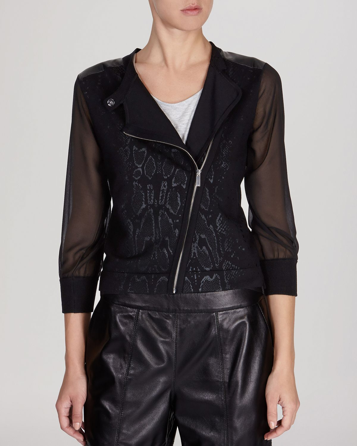 Lyst Karen Millen Jacket Metallic Snake Print Knit Collection in Black