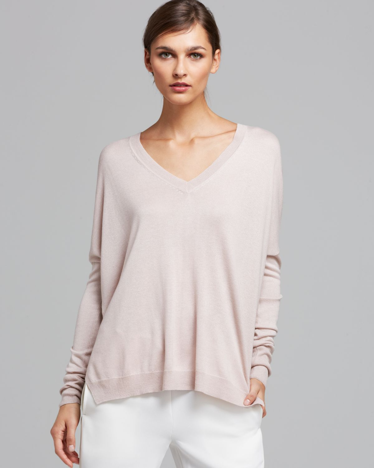 Vince Sweater Double V Silk Cashmere in Pink | Lyst
