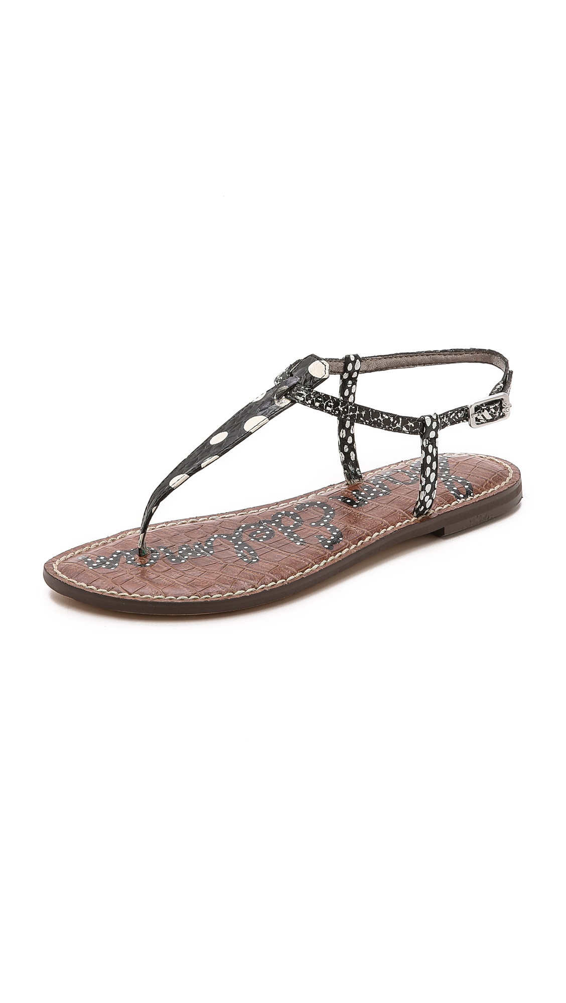 Sam Edelman Gigi Flat Sandals - BlackWhite in Black (BlackWhite ...