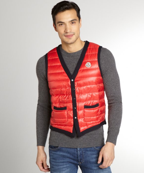 red button up sweater vest