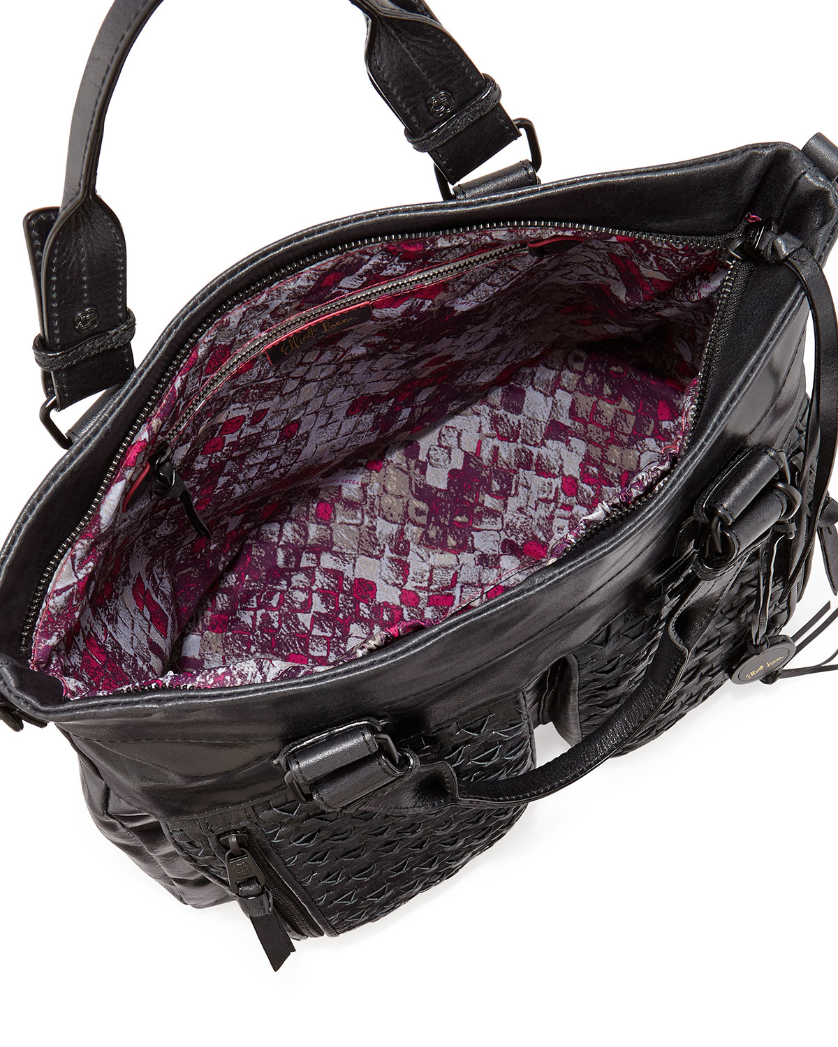 Lyst Elliott Lucca Messina Woven Leather Medium Tote Black In Gallery