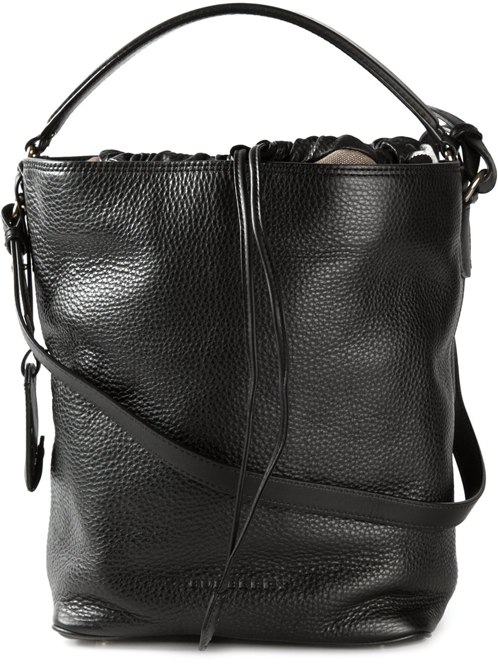 Burberry The Bucket Calf-Leather Shoulder Bag in Black | Lyst