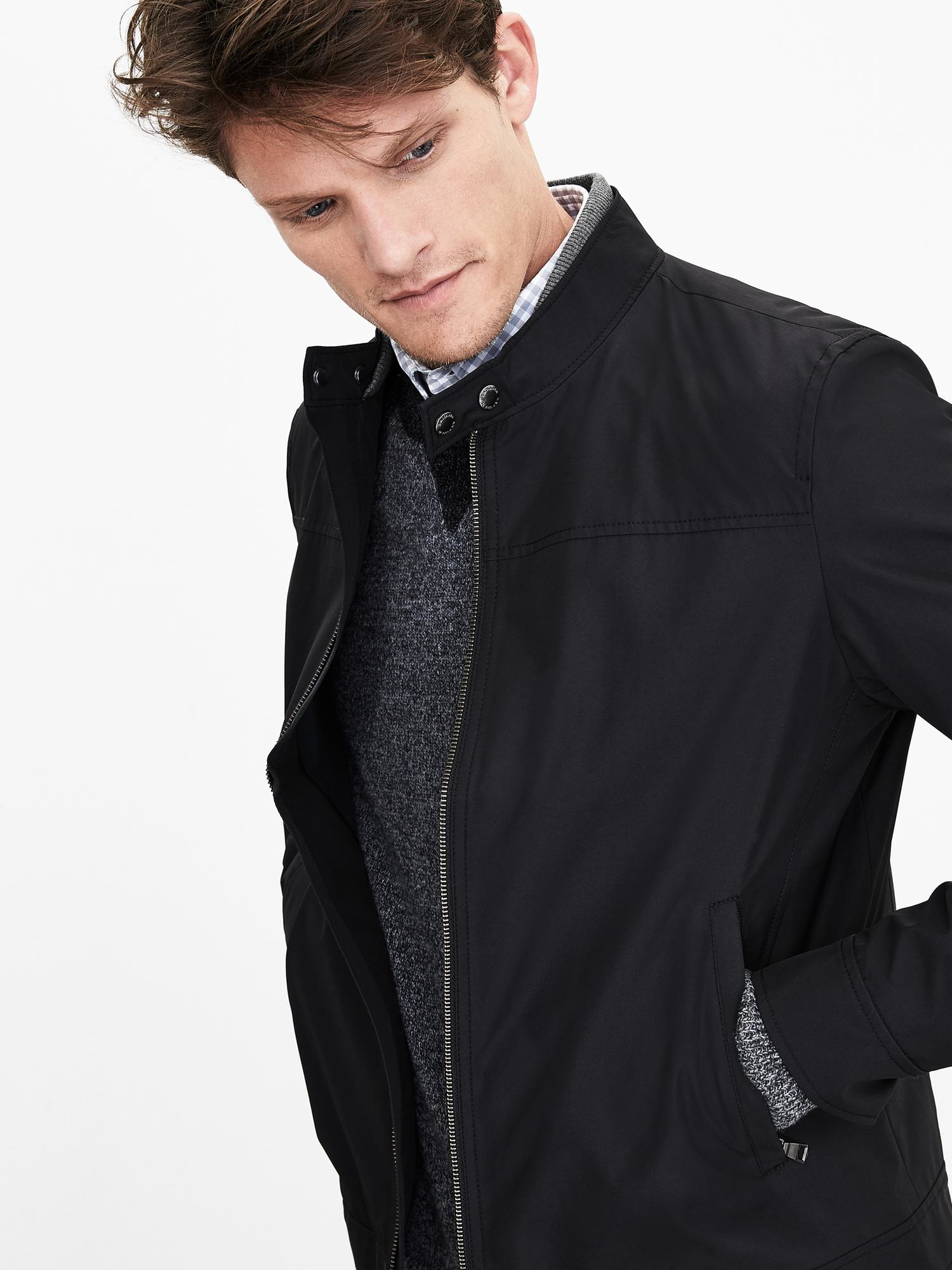 Lyst Banana Republic Black Moto Zip Jacket In For Men Gallery Men S Barbour Bedale Lace Jackets