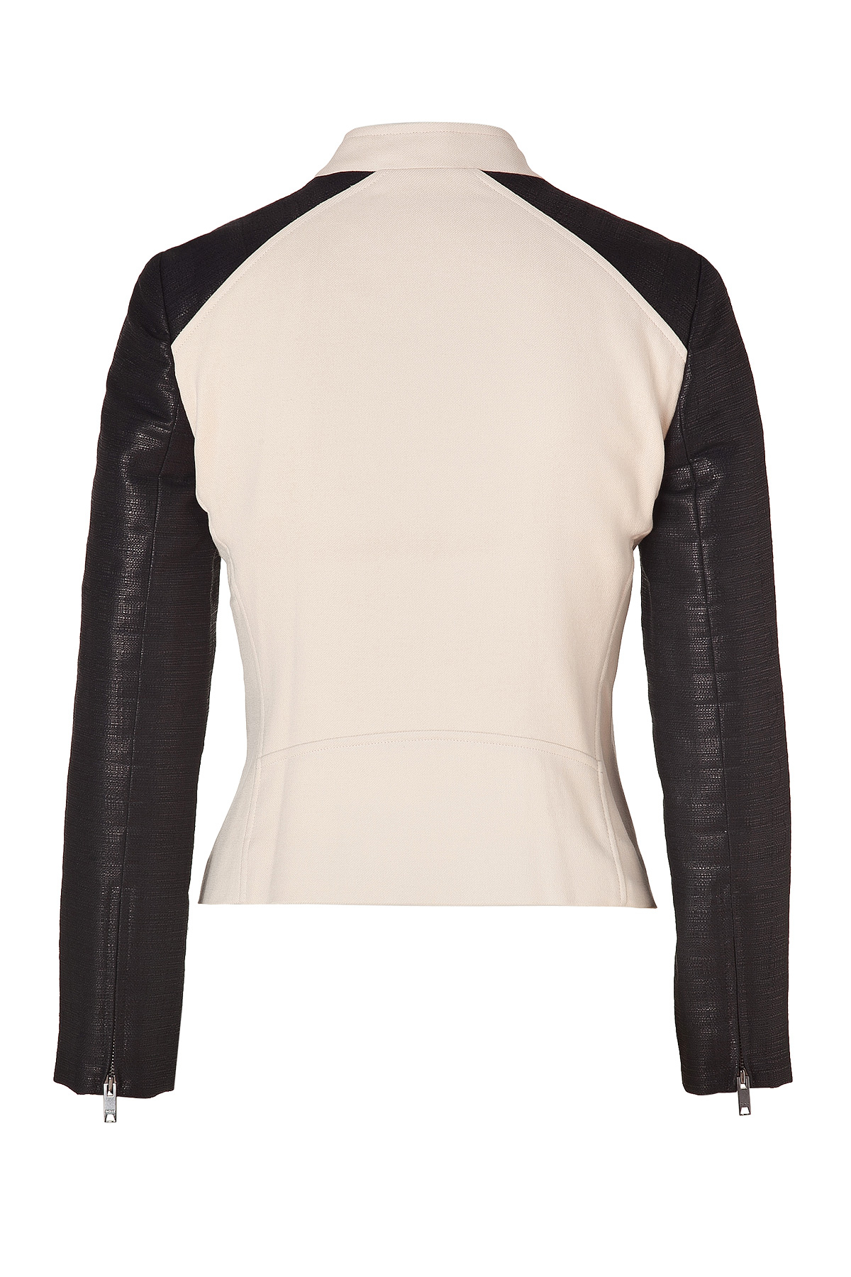 Dkny Black/Cream Colorblocked Stretch Canvas Jacket in White | Lyst