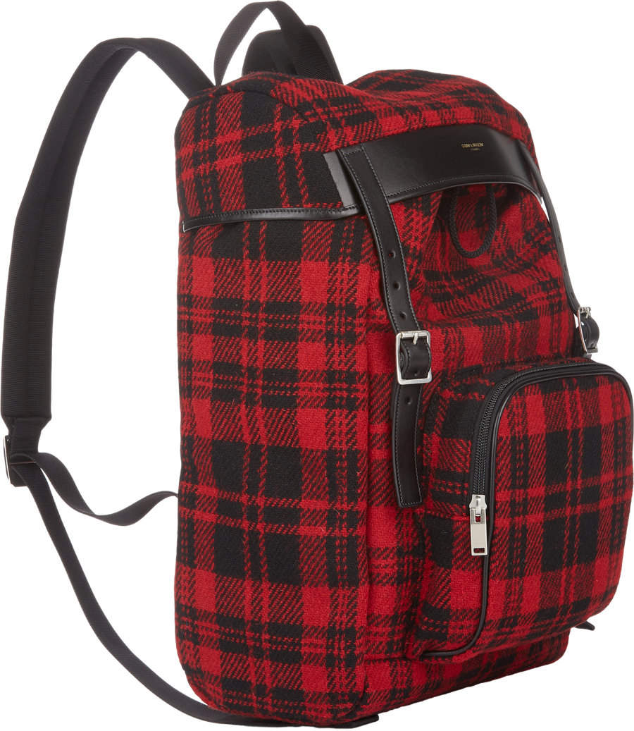 Saint Laurent Plaid Hunting Backpack in Red for Men - Lyst