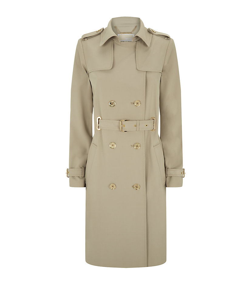 Michael Michael Kors Belted Trench Coat in Gold | Lyst