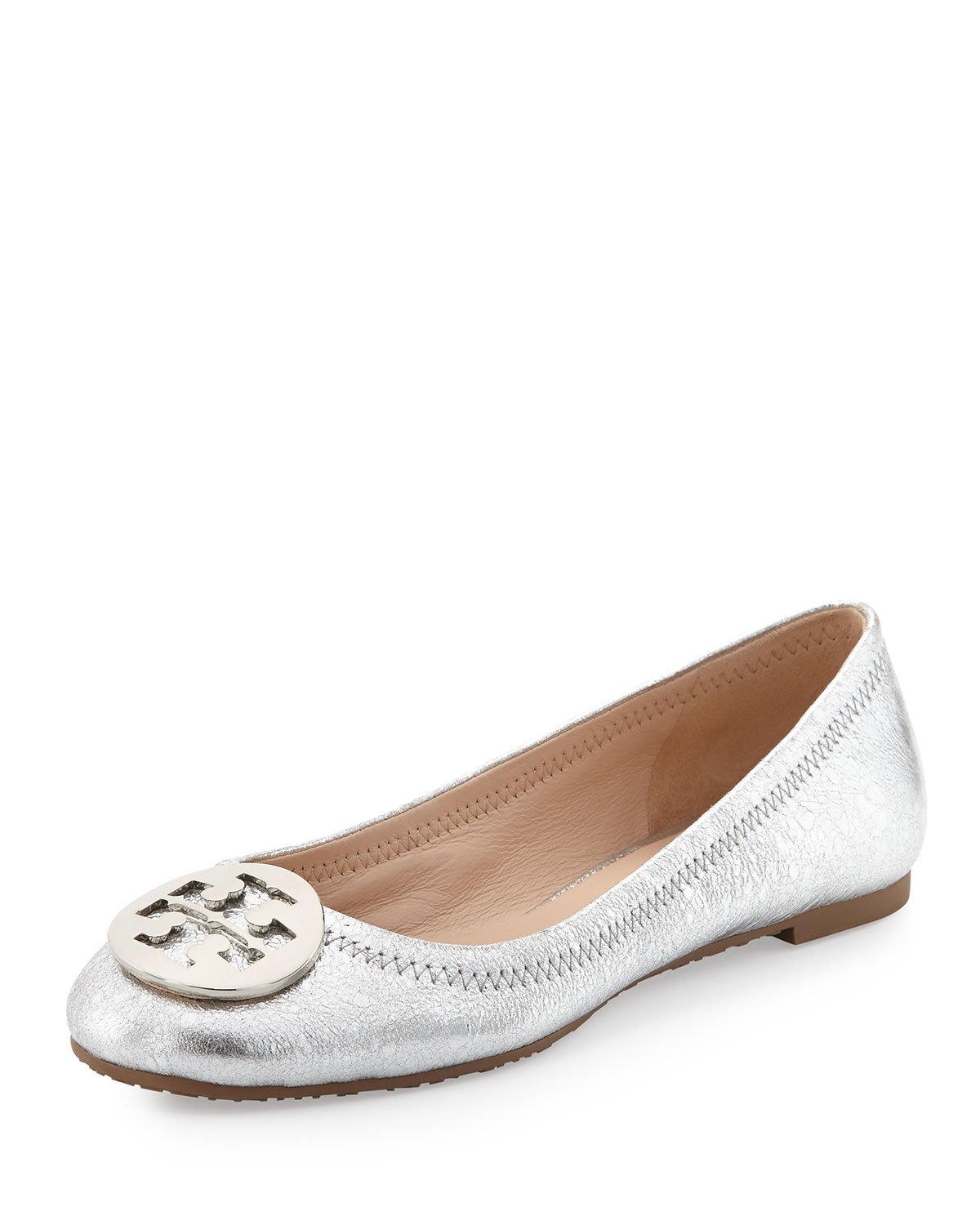 Lyst - Tory Burch Reva Metallic Ballet Flats in Metallic