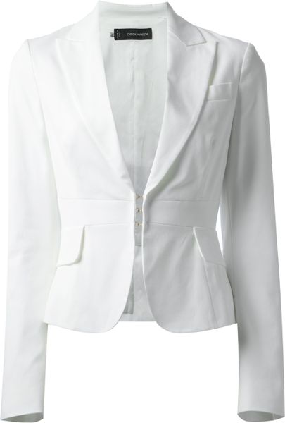Dsquared² Cropped Blazer in White | Lyst