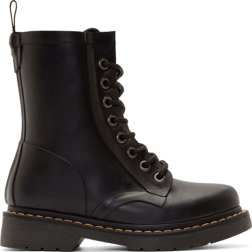 Dr Martens Black Drench Rain Boots In Black Lyst