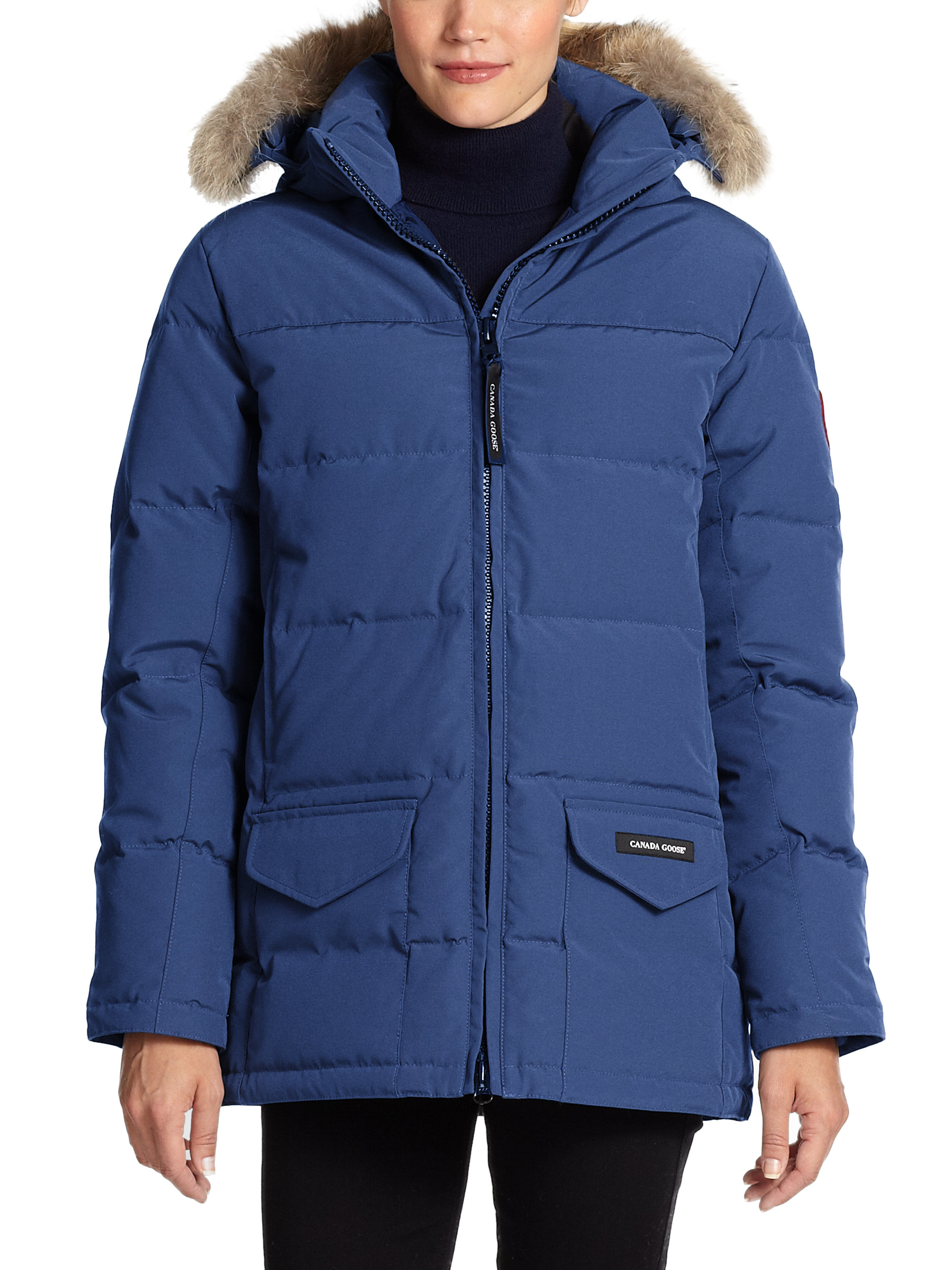 Canada goose Fur-trimmed Down-filled Solaris Puffer Jacket in Blue | Lyst