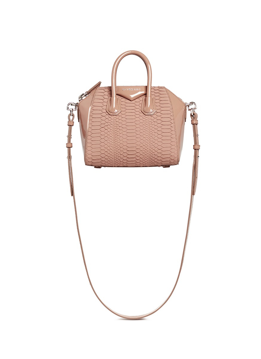 Lyst - Givenchy &#39;antigona&#39; Mini Python Panel Patent Leather Bag in Pink