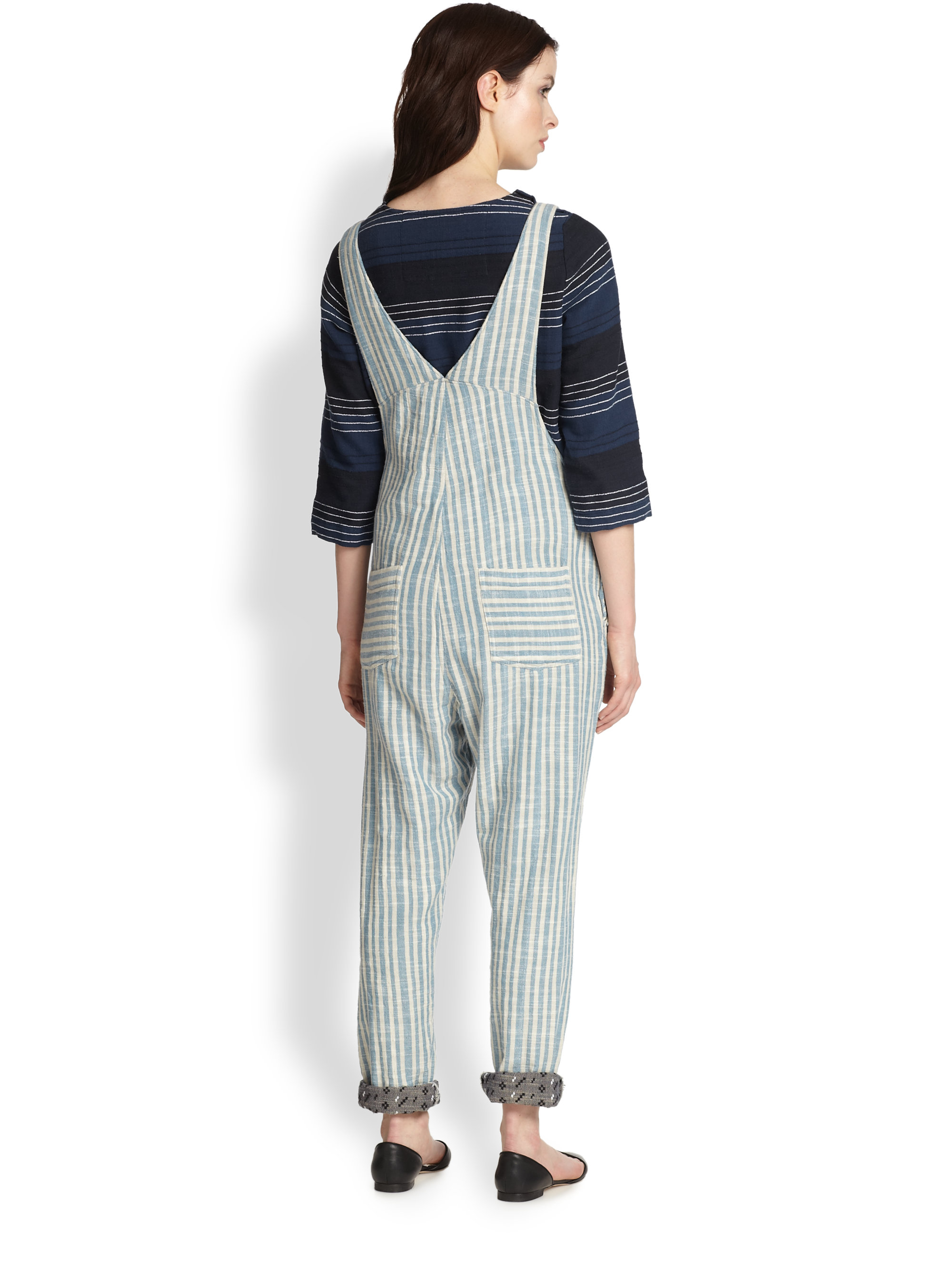 striped overall pants