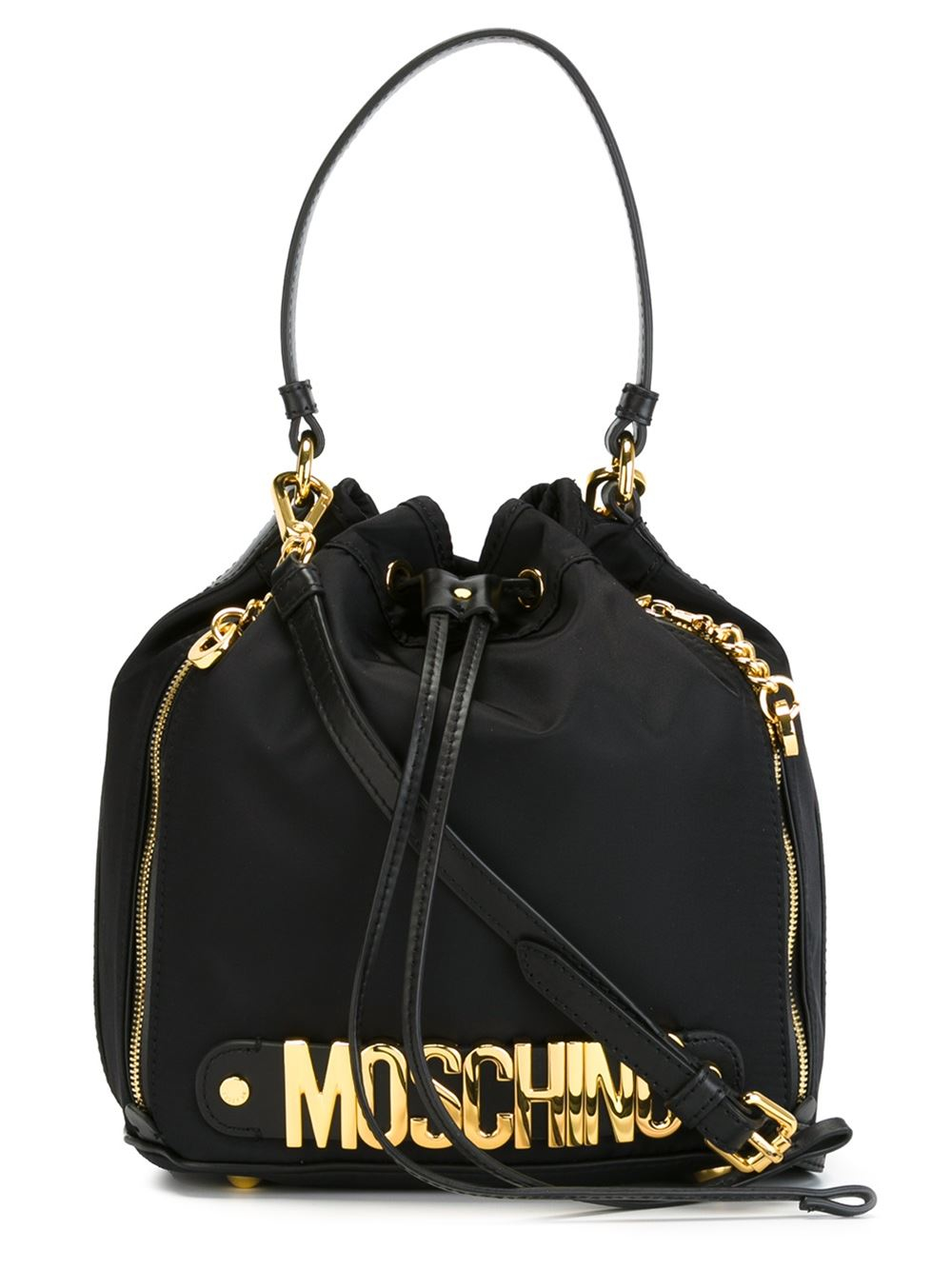 Moschino Logo Bucket Tote in Black | Lyst
