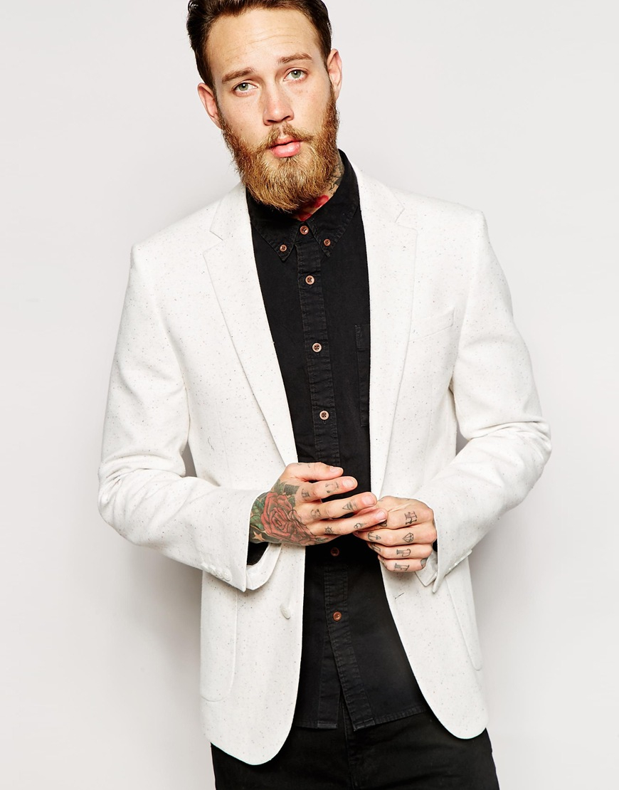 Lyst - Asos Skinny Fit Blazer In Jersey in Natural for Men