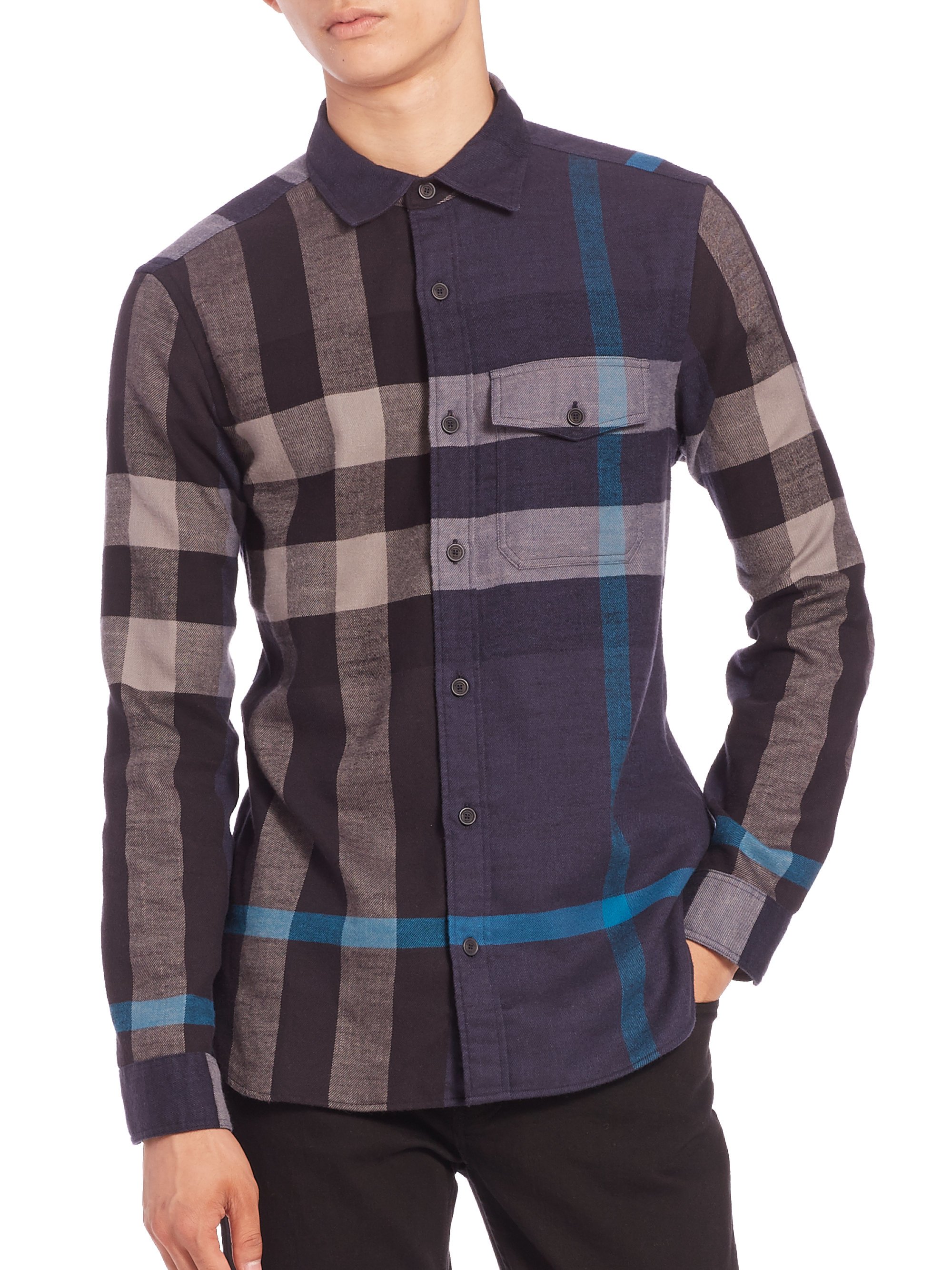 Lyst - Burberry Brit Jamie Checked Cotton Flannel Shirt in Blue for Men