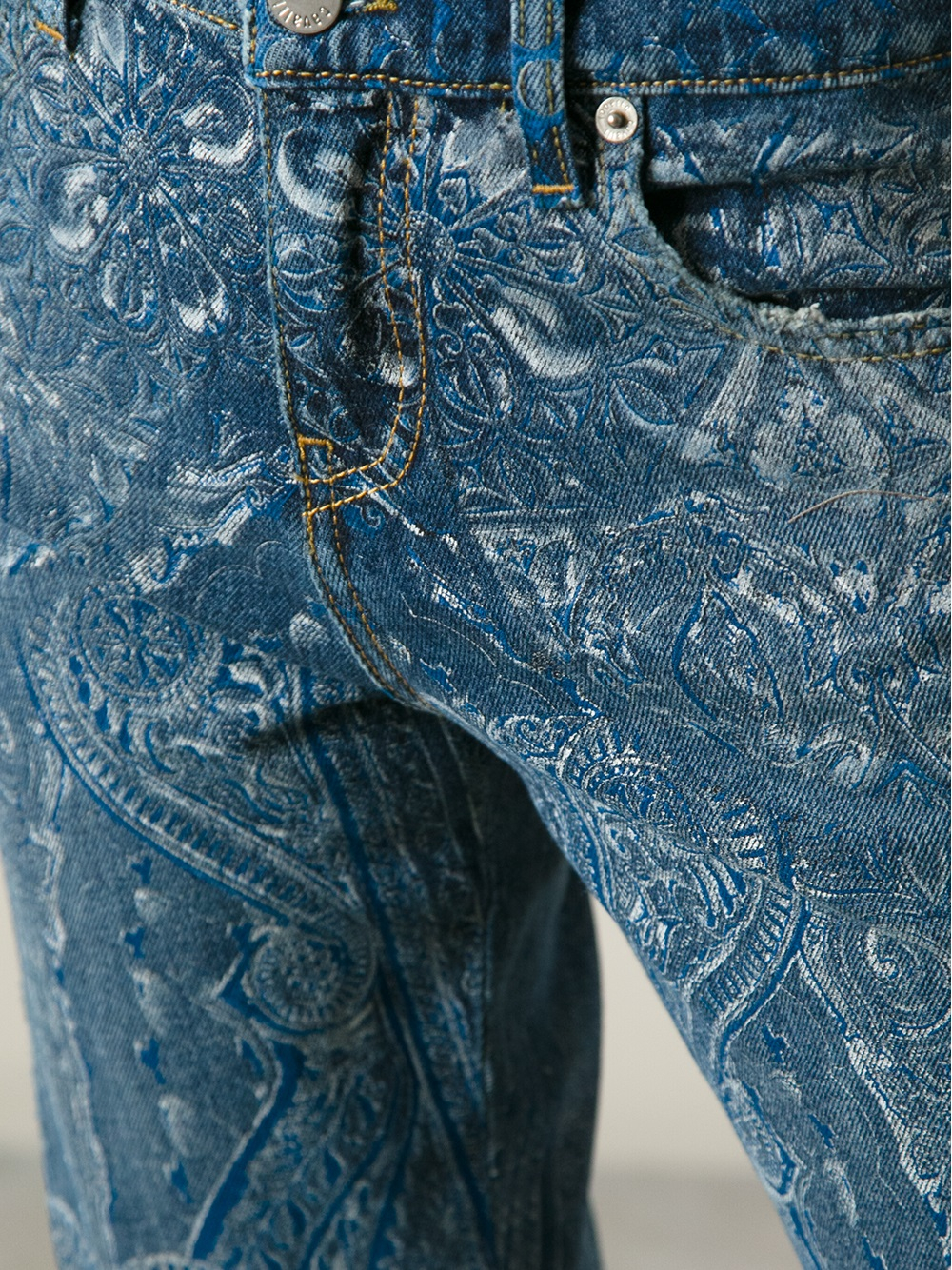 Roberto cavalli Paisley Print Boyfriend Jean in Blue | Lyst