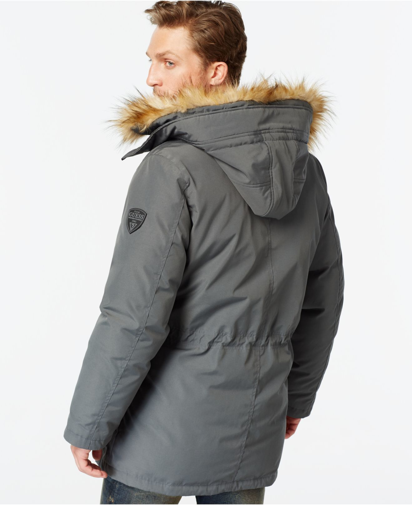 Lyst - Guess Hooded Snorkel Coat in Gray for Men