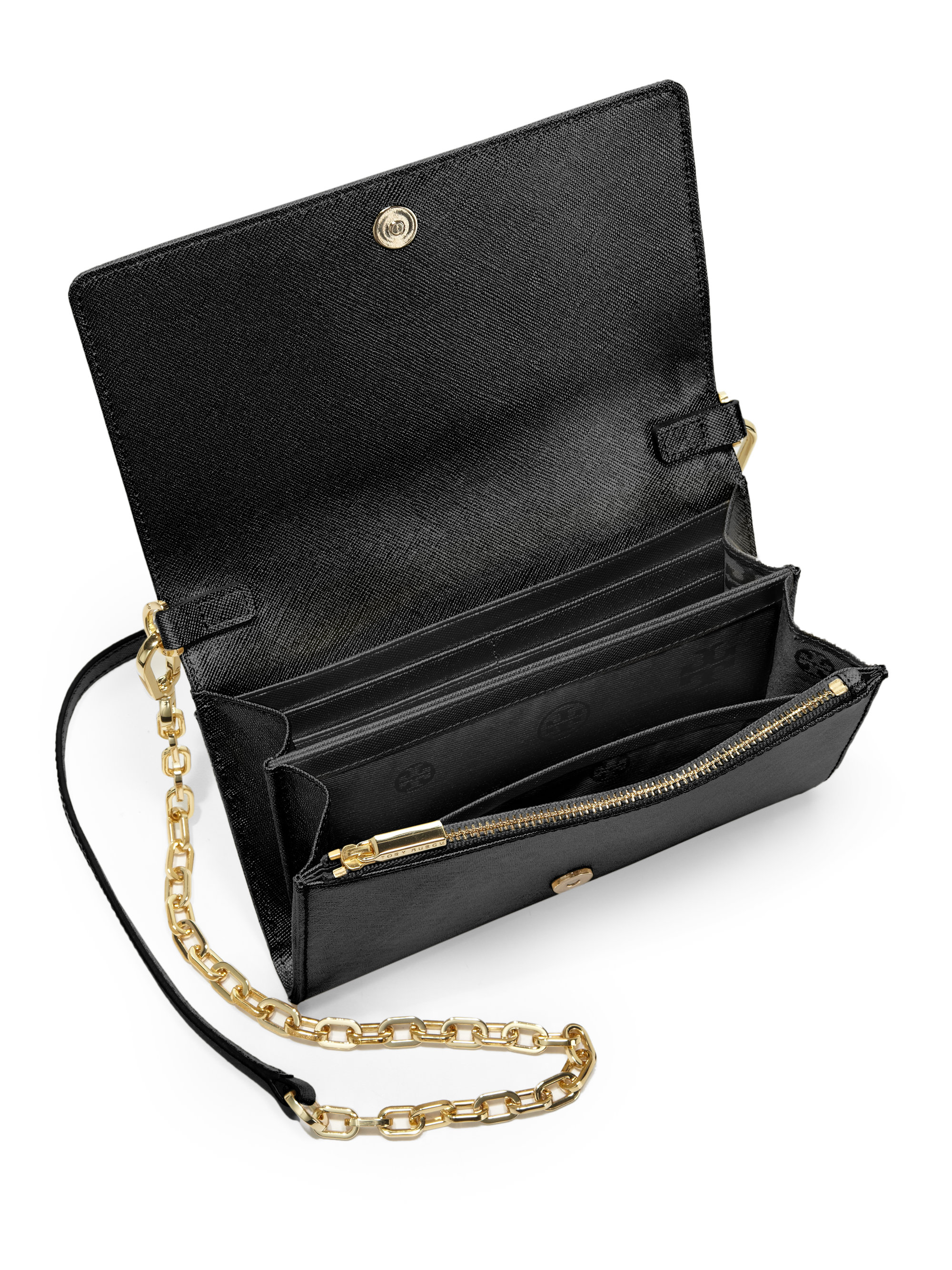 women's hourglass wallet on chain in black