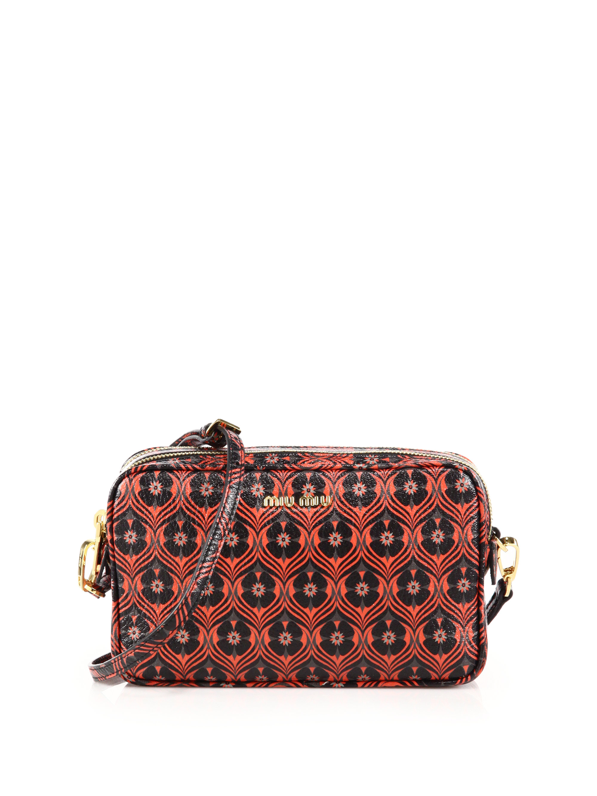 Miu miu Madras Floral-print Camera Bag in Red (red-multi) | Lyst