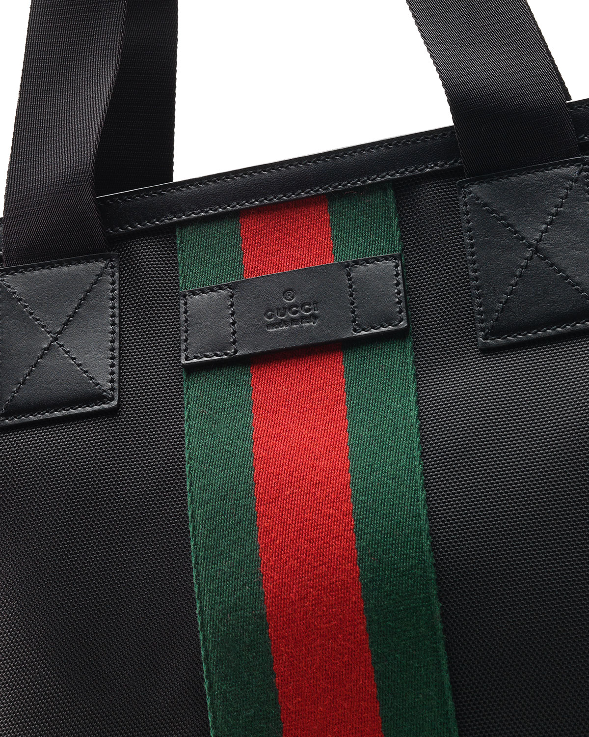 Lyst - Gucci Web Band Canvas Tote in Black for Men