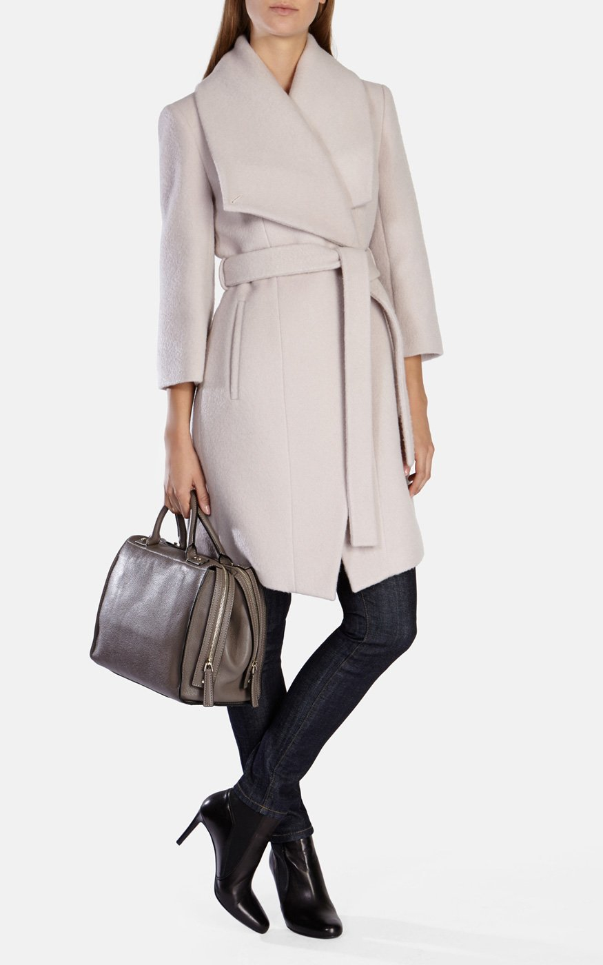 Lyst Karen Millen Wool Mohair Belted Oversized Collar Coat in Natural