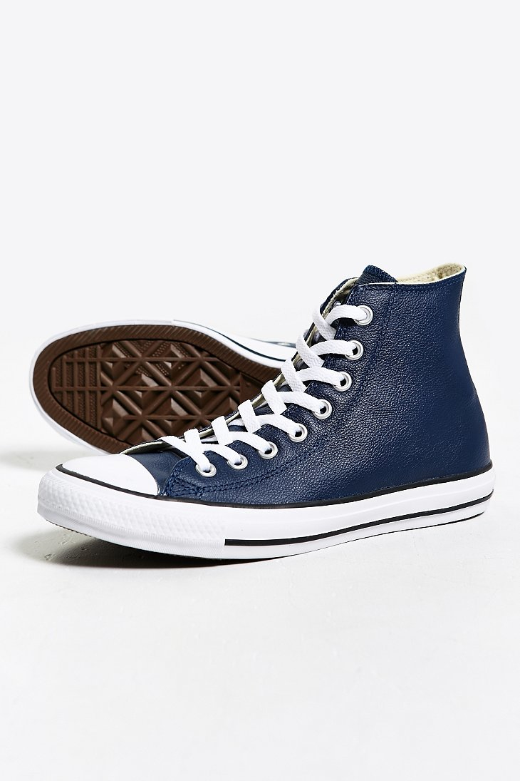 blue leather high tops