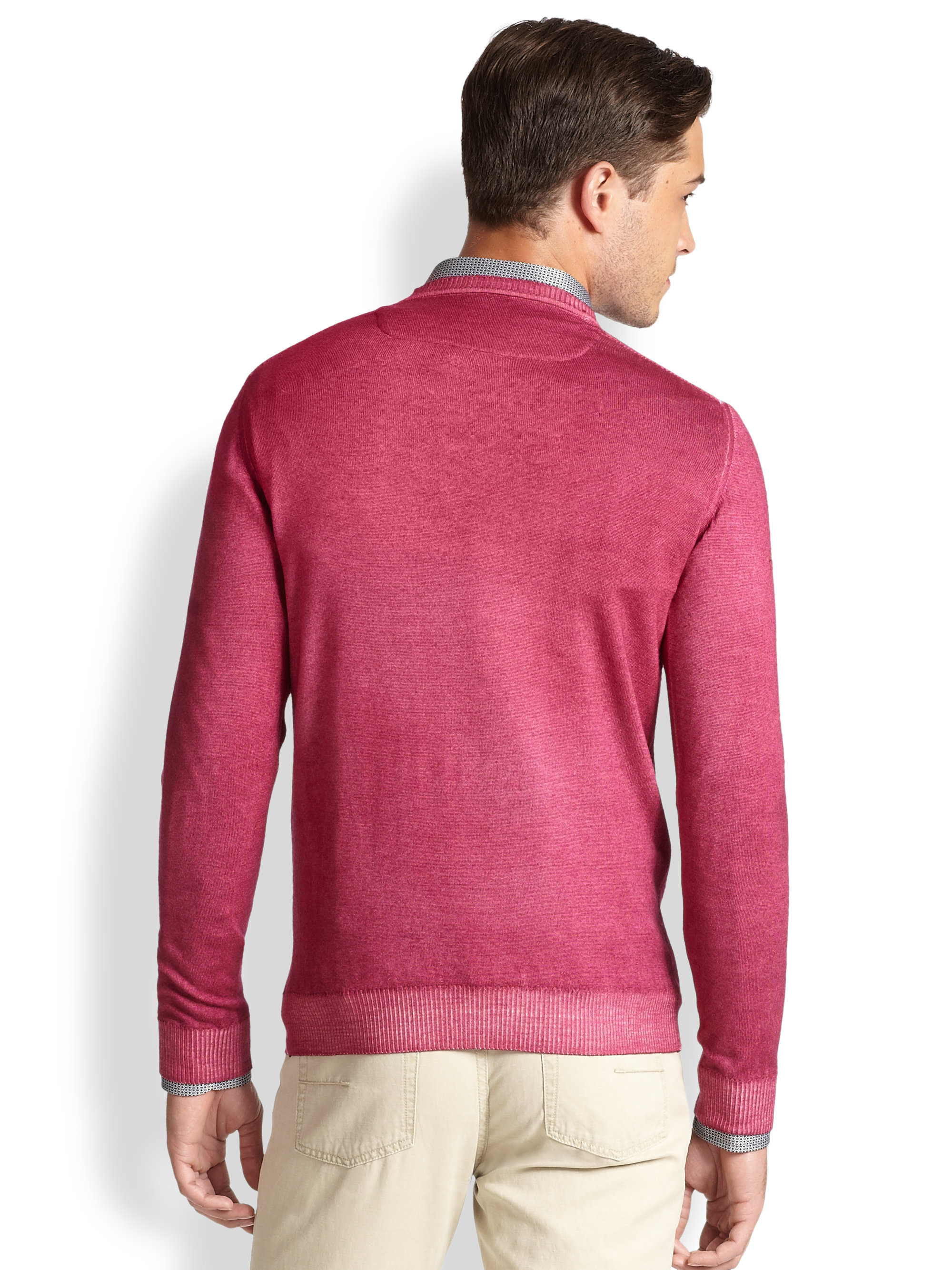 Lyst - Sand Merino Wool Crewneck Sweater in Pink for Men