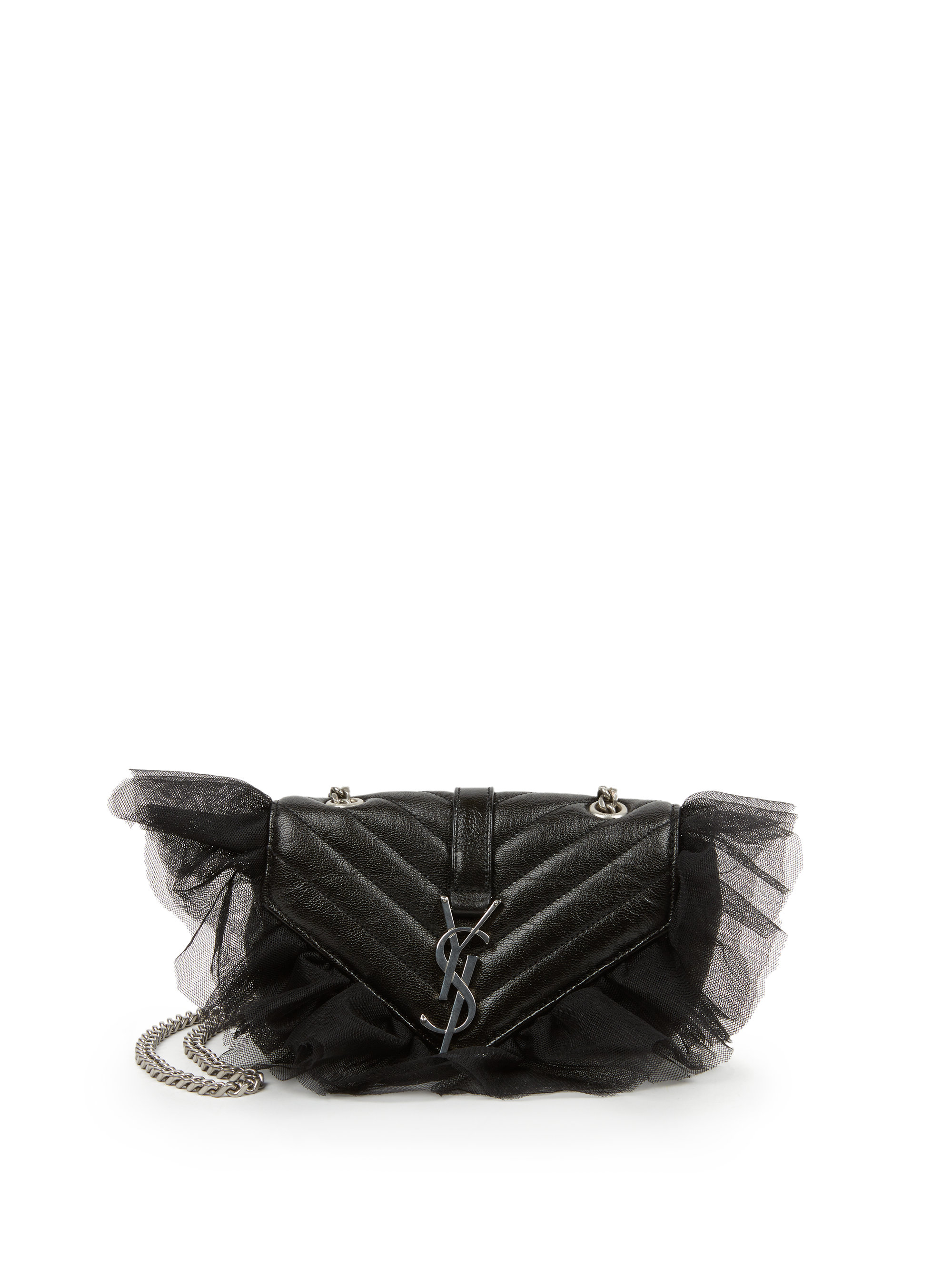 Saint laurent Monogram Baby Matelasse Leather \u0026amp; Tulle Crossbody ...