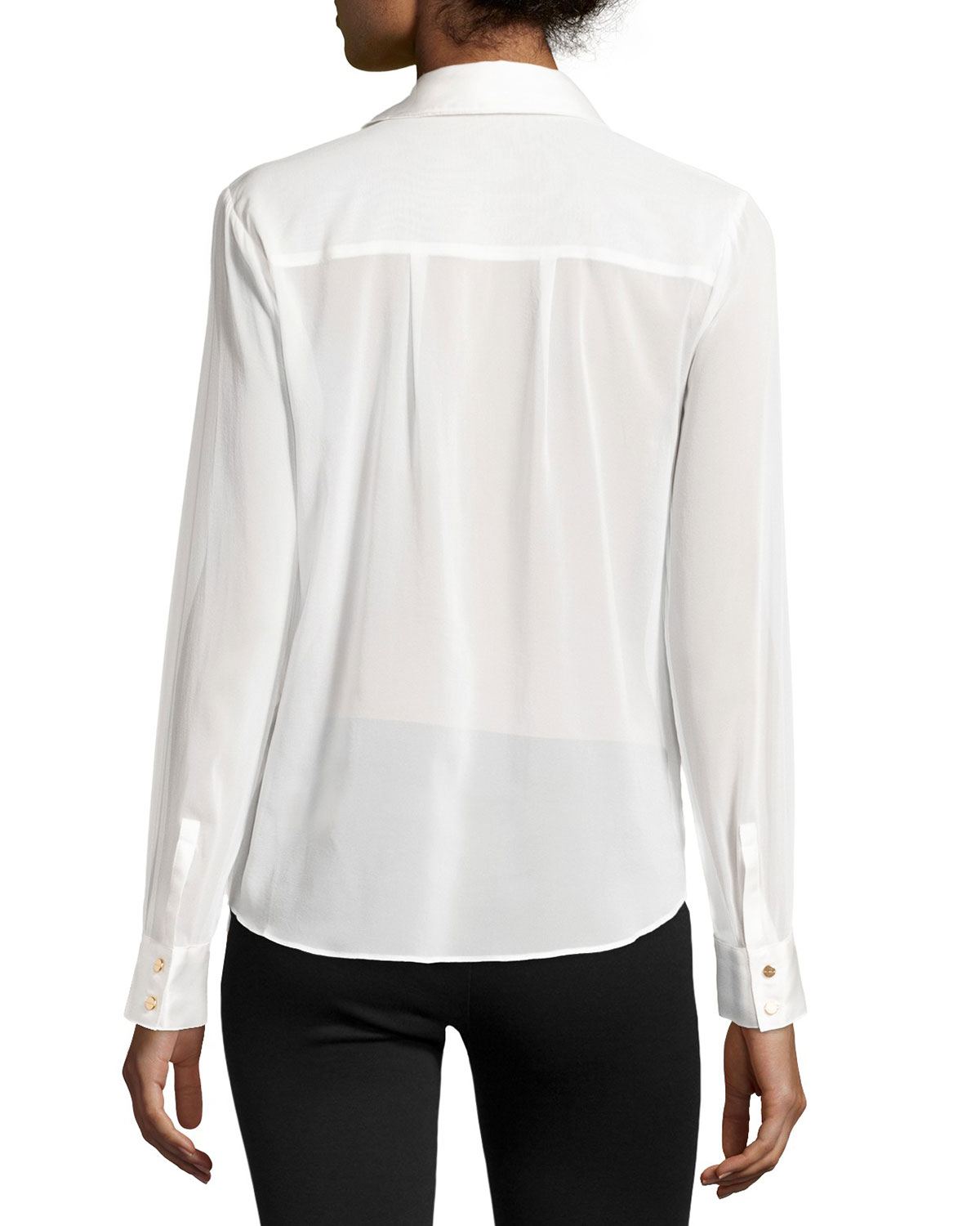 Lyst - Rachel Zoe Sheer Chiffon Blouse W/ Silk Trim in White