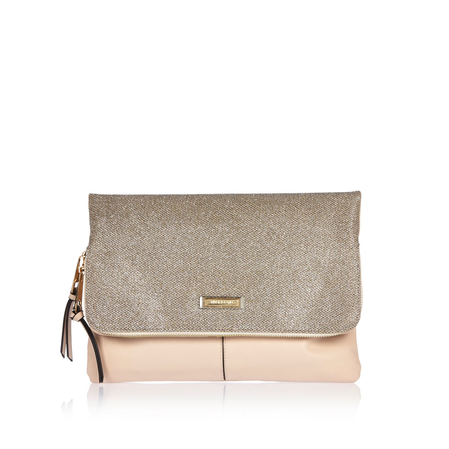 river island gold clutch