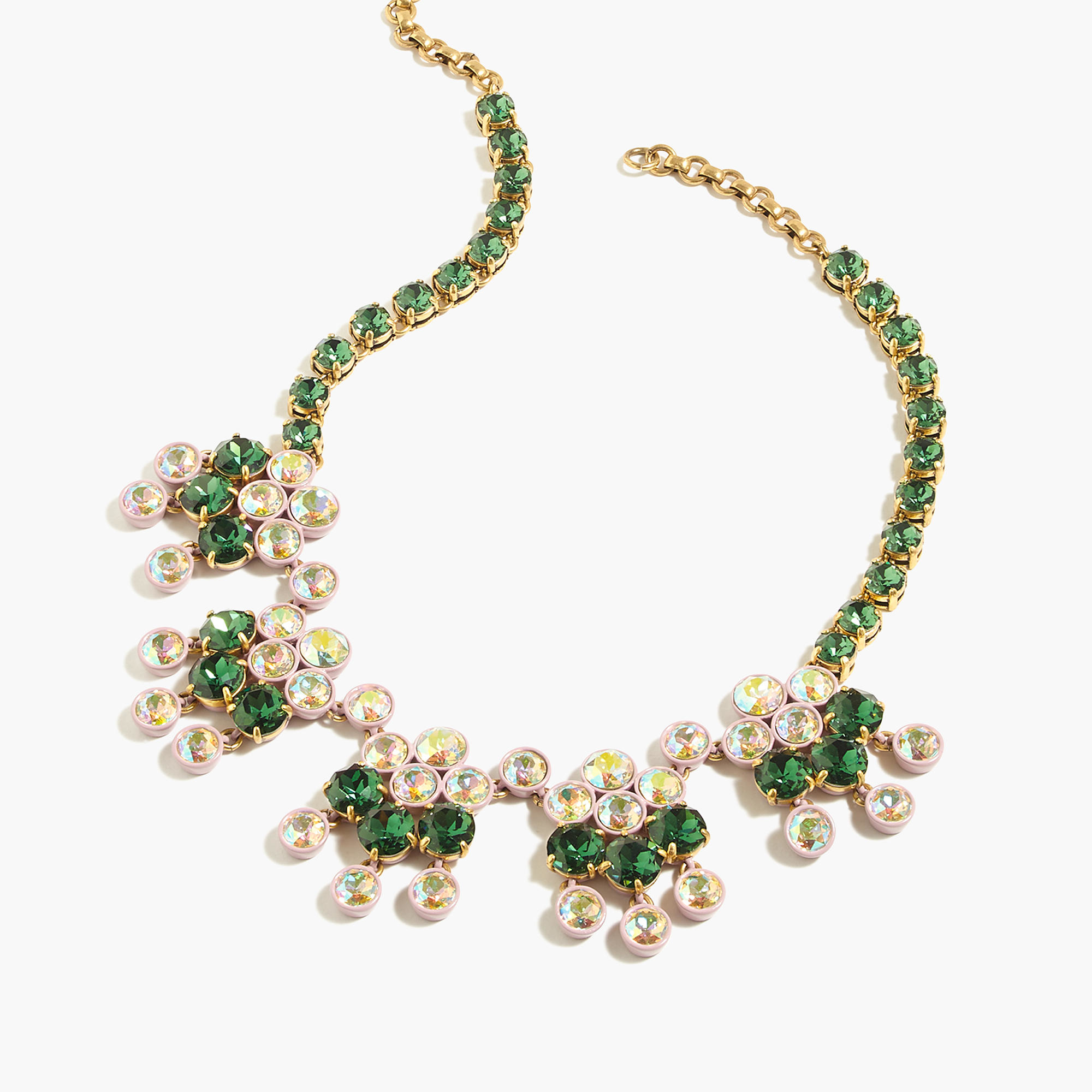 Lyst J Crew Crystal Chandelier Necklace In Green Gallery