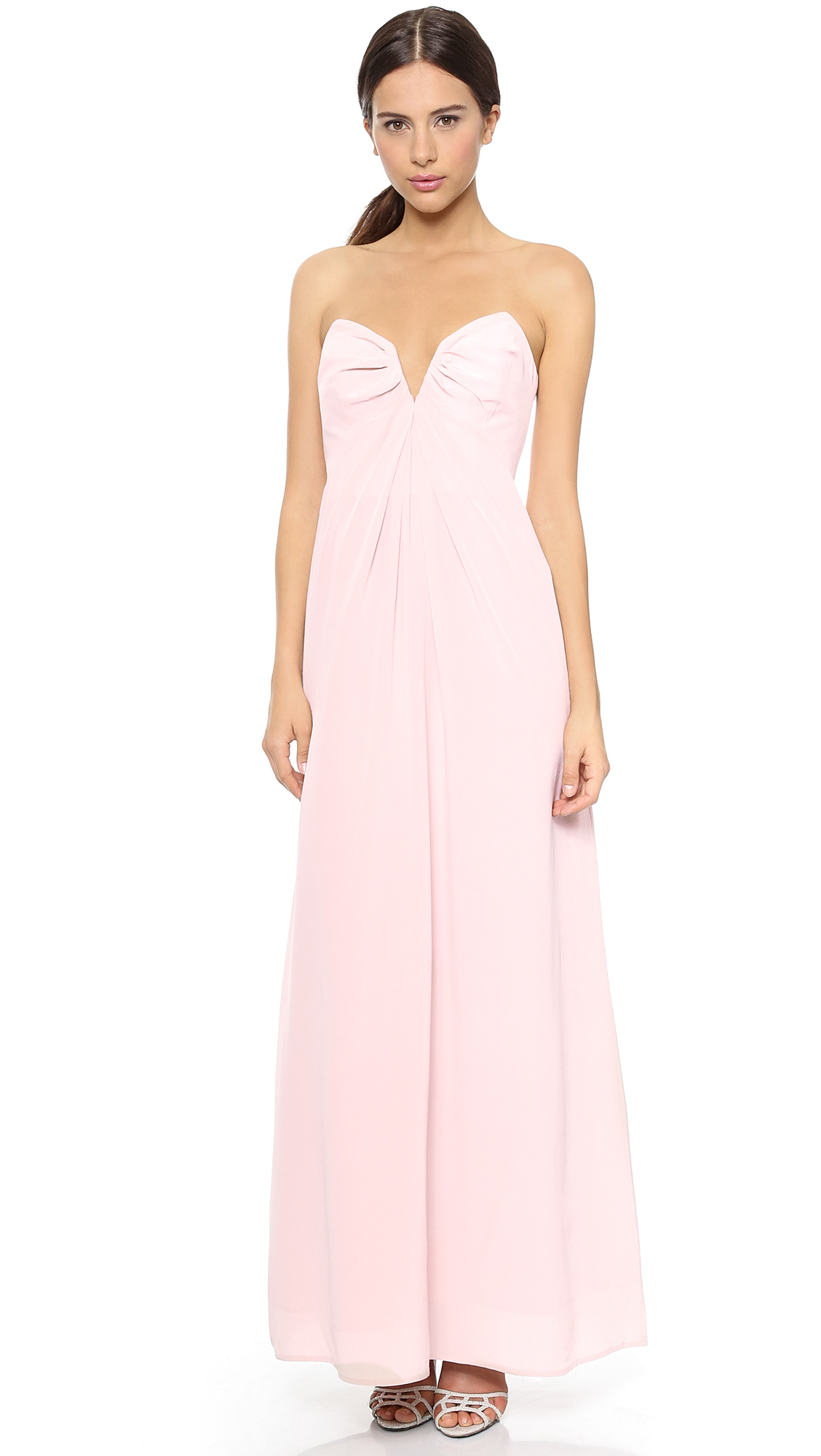 Lyst Zimmermann Silk V Maxi Dress  Slipper  in Pink