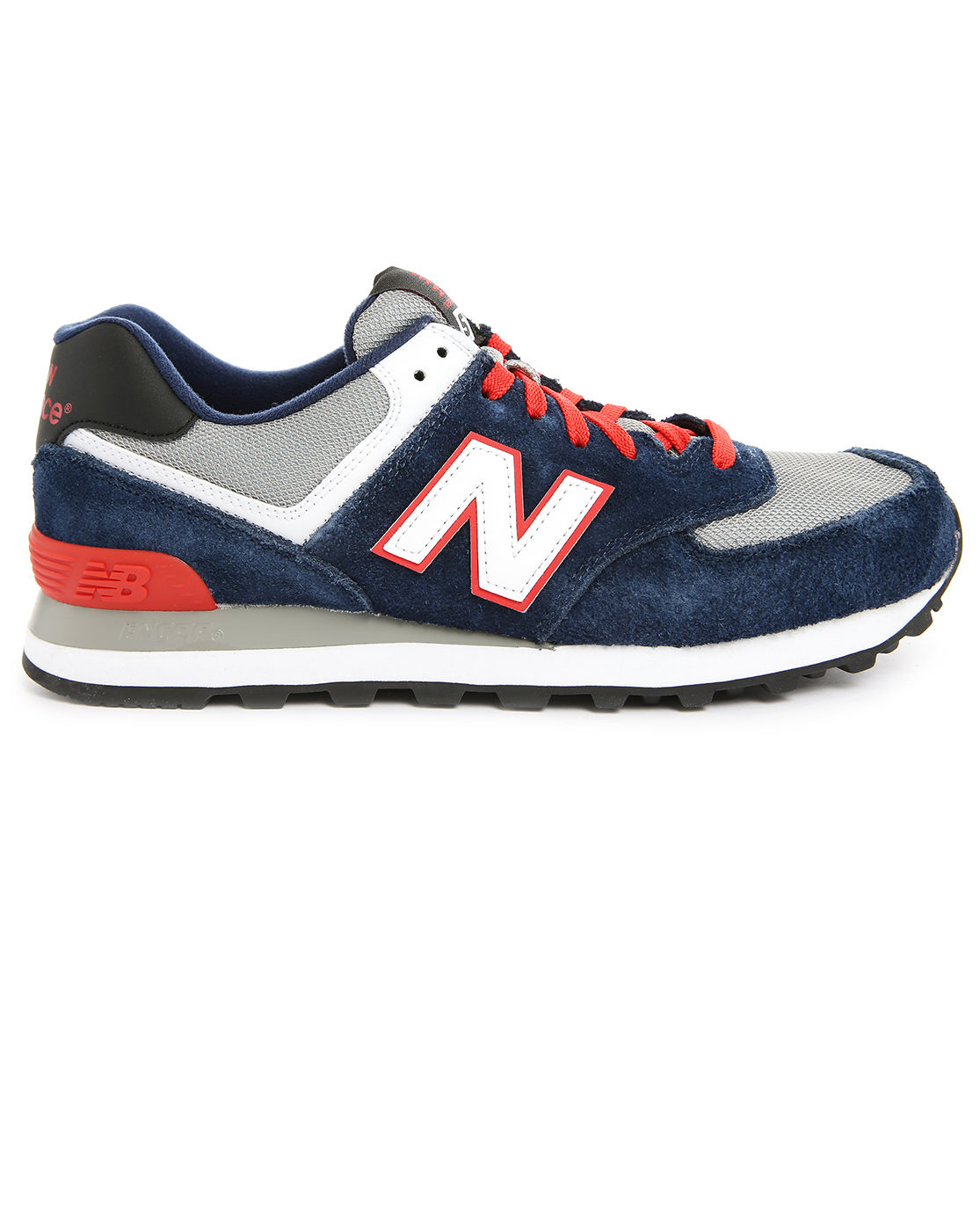 New balance 574 Navy And Red Suede And Mesh Sneakers in Blue for Men | Lyst