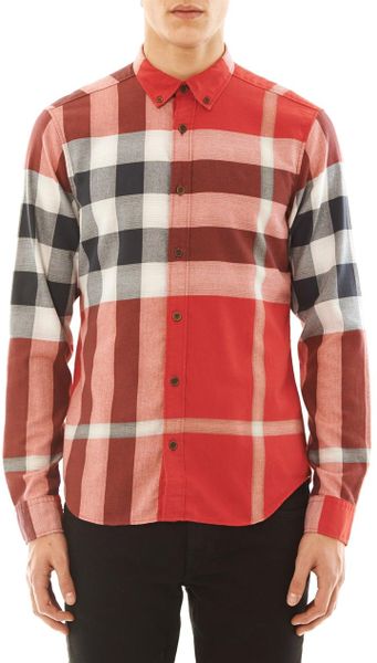 Burberry Brit Fred Flannel Tartan Shirt in Red for Men | Lyst