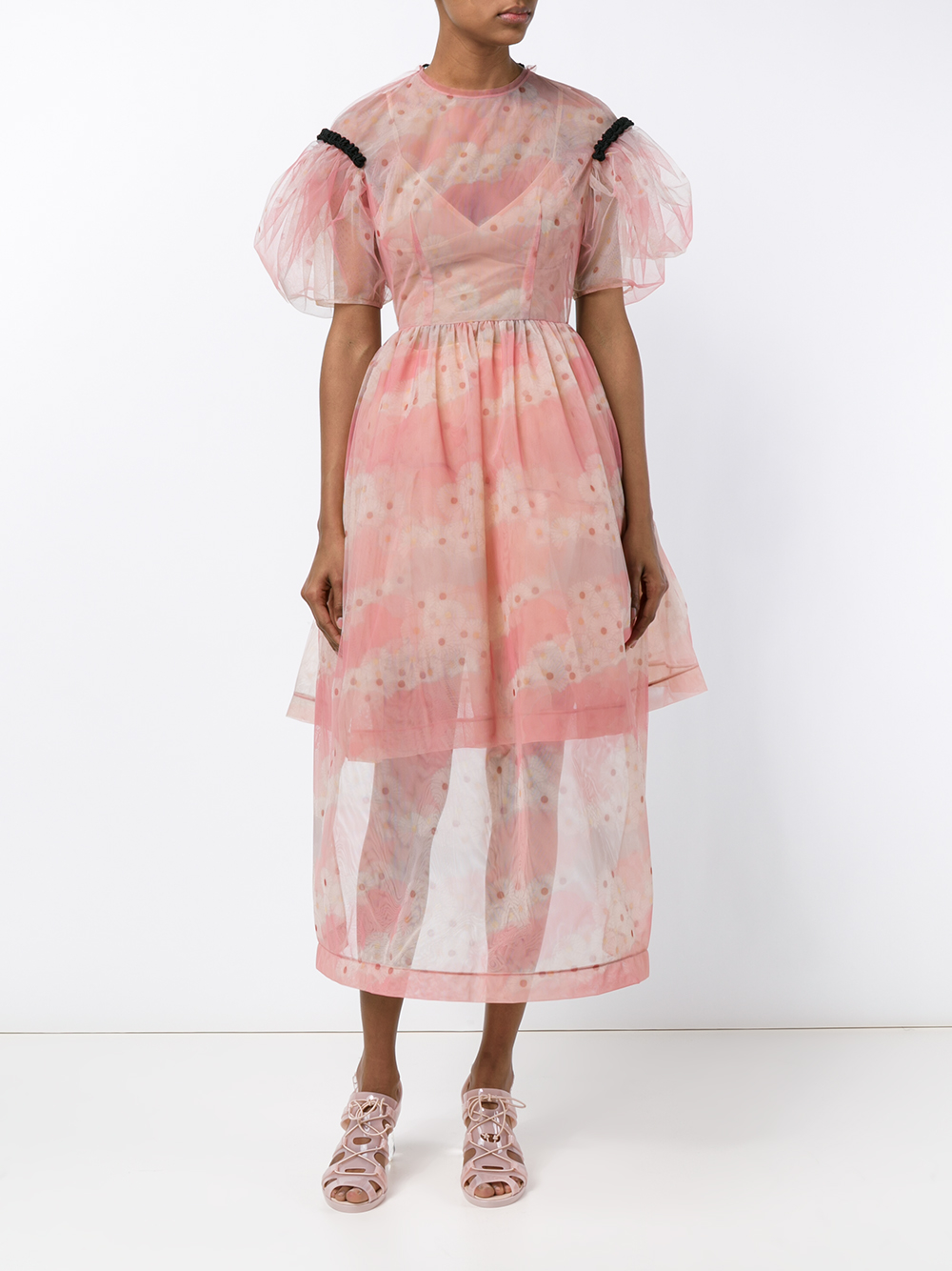 Lyst - Simone rocha Floral Print Tulle Apron Top in Pink