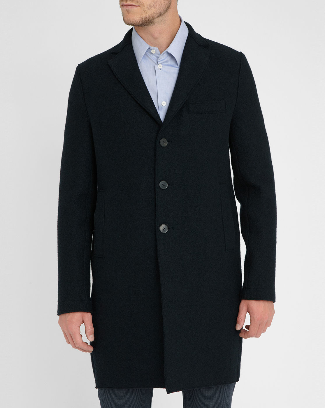 Harris wharf london Navy Unstructured Boxy Boiled Wool Unlined Coat in ...