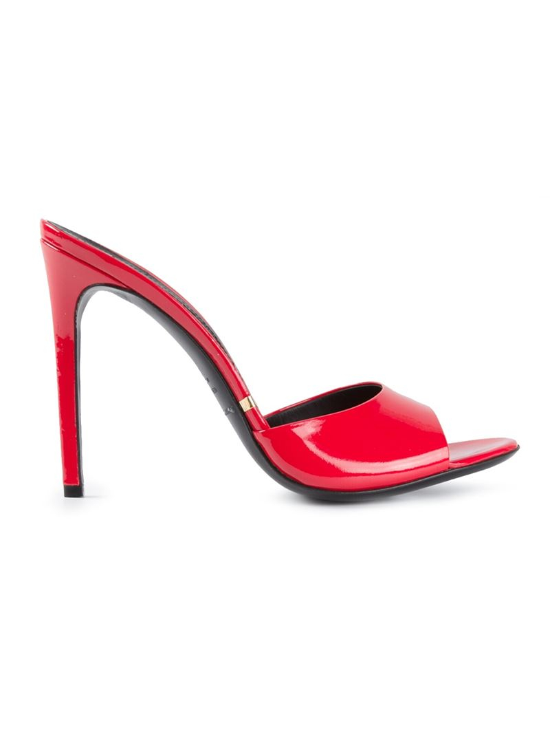 Lyst - Gianmarco Lorenzi Stiletto Heel Mules in Red