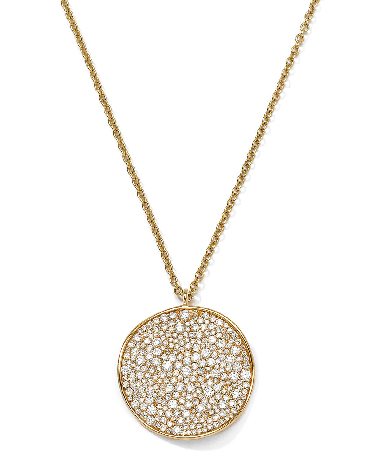 Ippolita 18k Gold Stardust Wavy Disc Pendant Necklace With Diamonds in ...