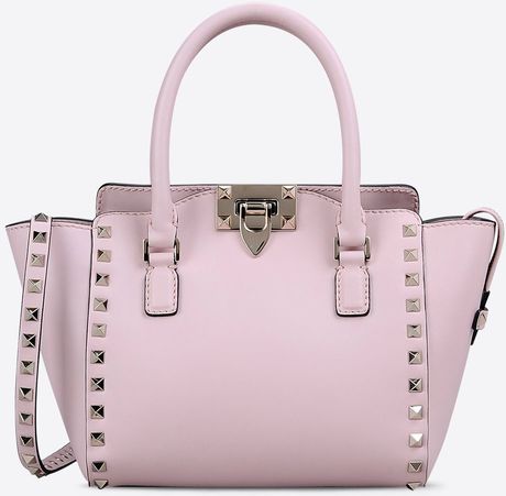 Valentino | Pink Rockstud Mini Double Handle Bag | Lyst