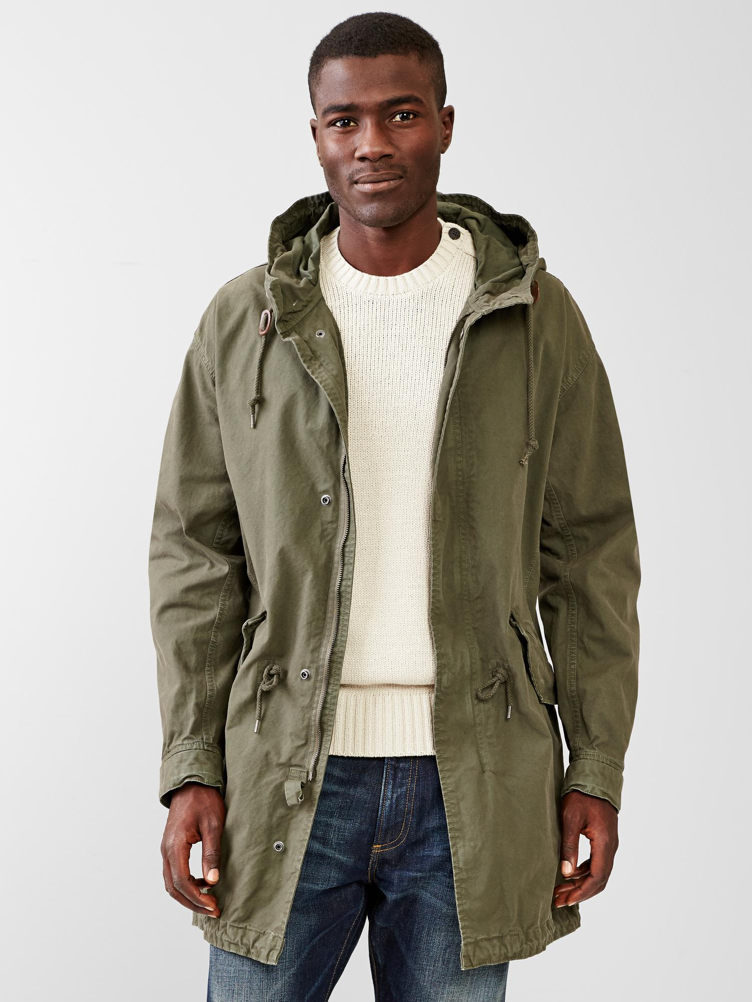  Gap  Fishtail Parka Jacket  in Green for Men NEW ARMY GREEN 