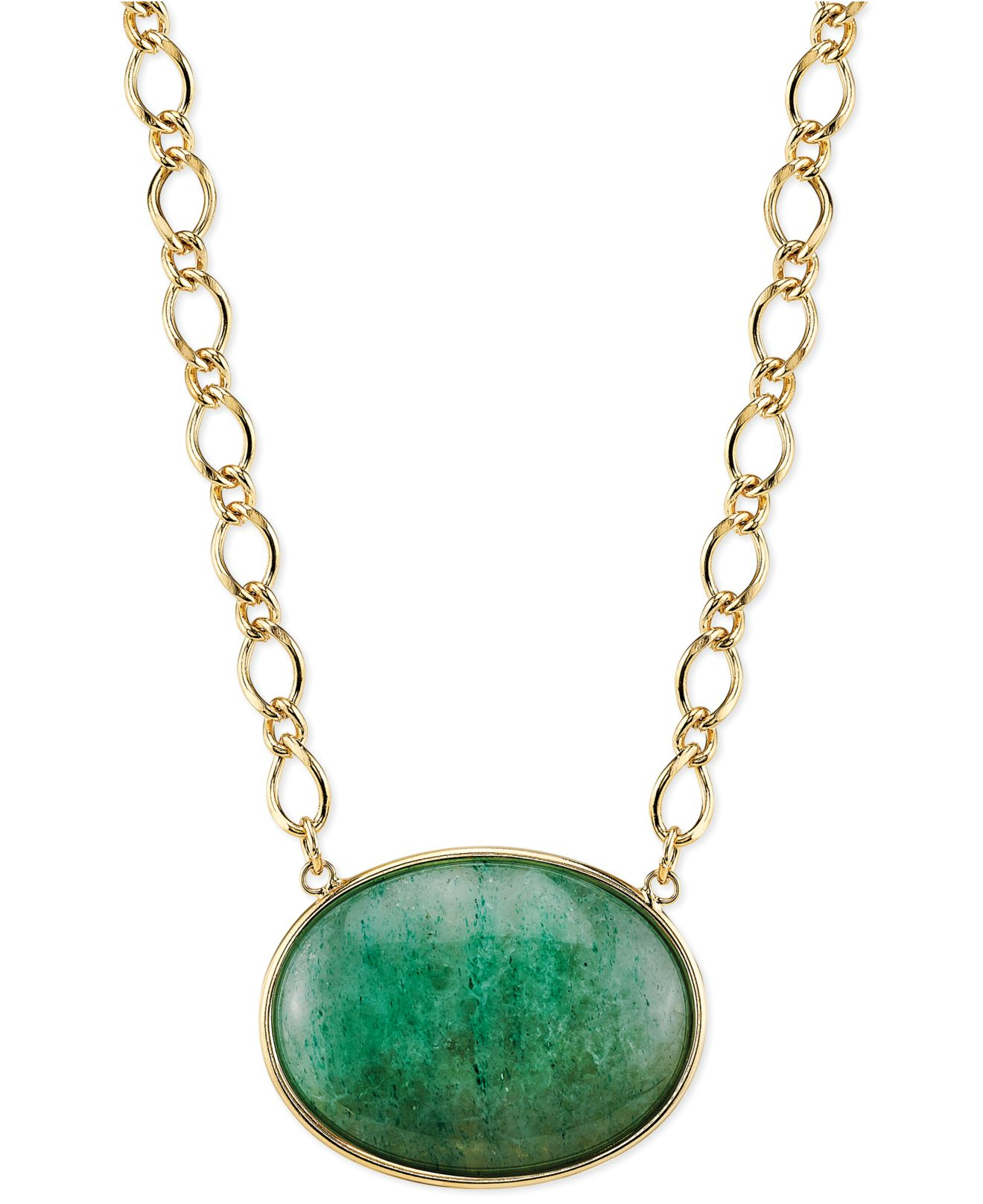 2028 Gold-Tone Green Aventurine Stone Pendant Necklace in Metallic | Lyst