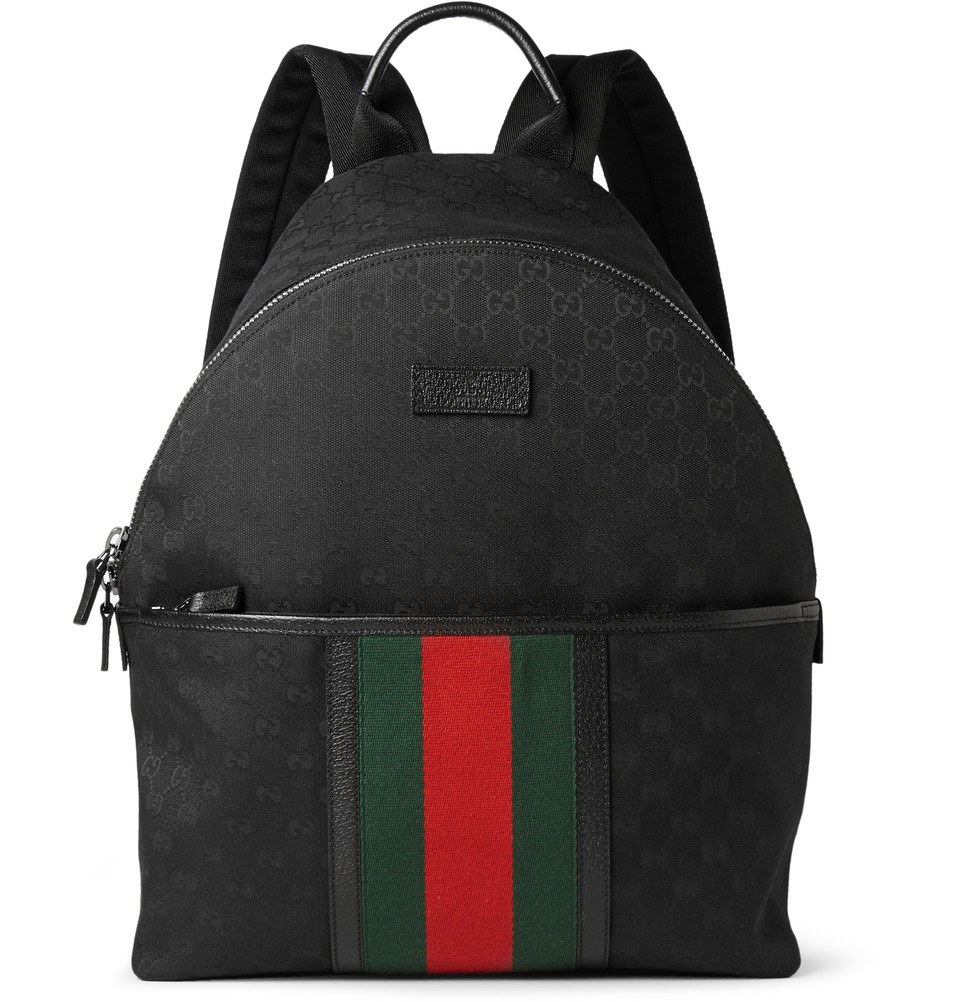 Gucci Leather-Trimmed Canvas Backpack in Black for Men | Lyst