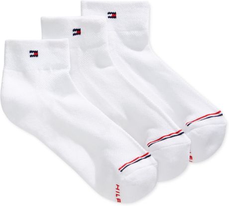 Tommy Hilfiger Sporty Quarter Socks 3 Pack in White | Lyst