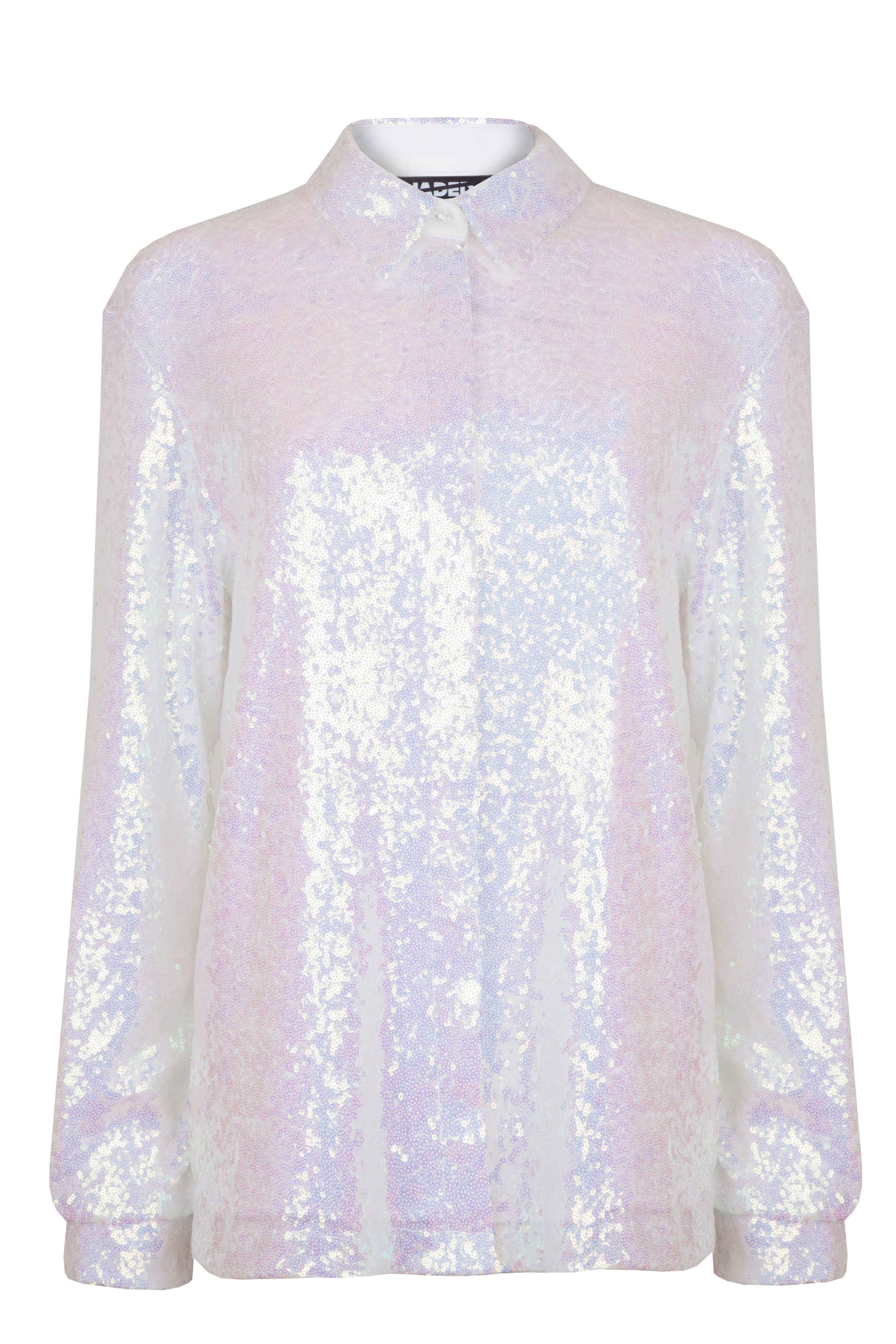 Jaded london Iridescent Sequin Shirt in White | Lyst