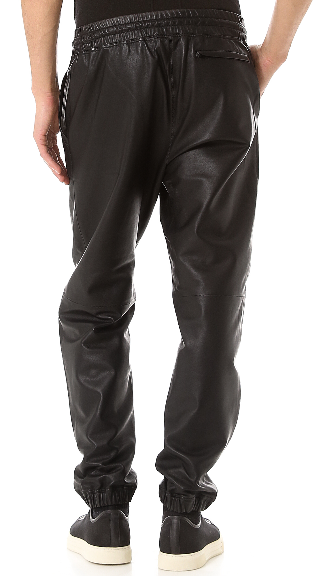 Lyst - Lot78 Leather Sweatpants in Black for Men