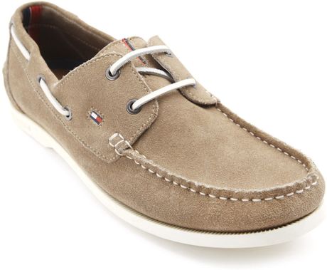 Tommy Hilfiger Beige Suede Chino Boat Shoes in Beige for Men