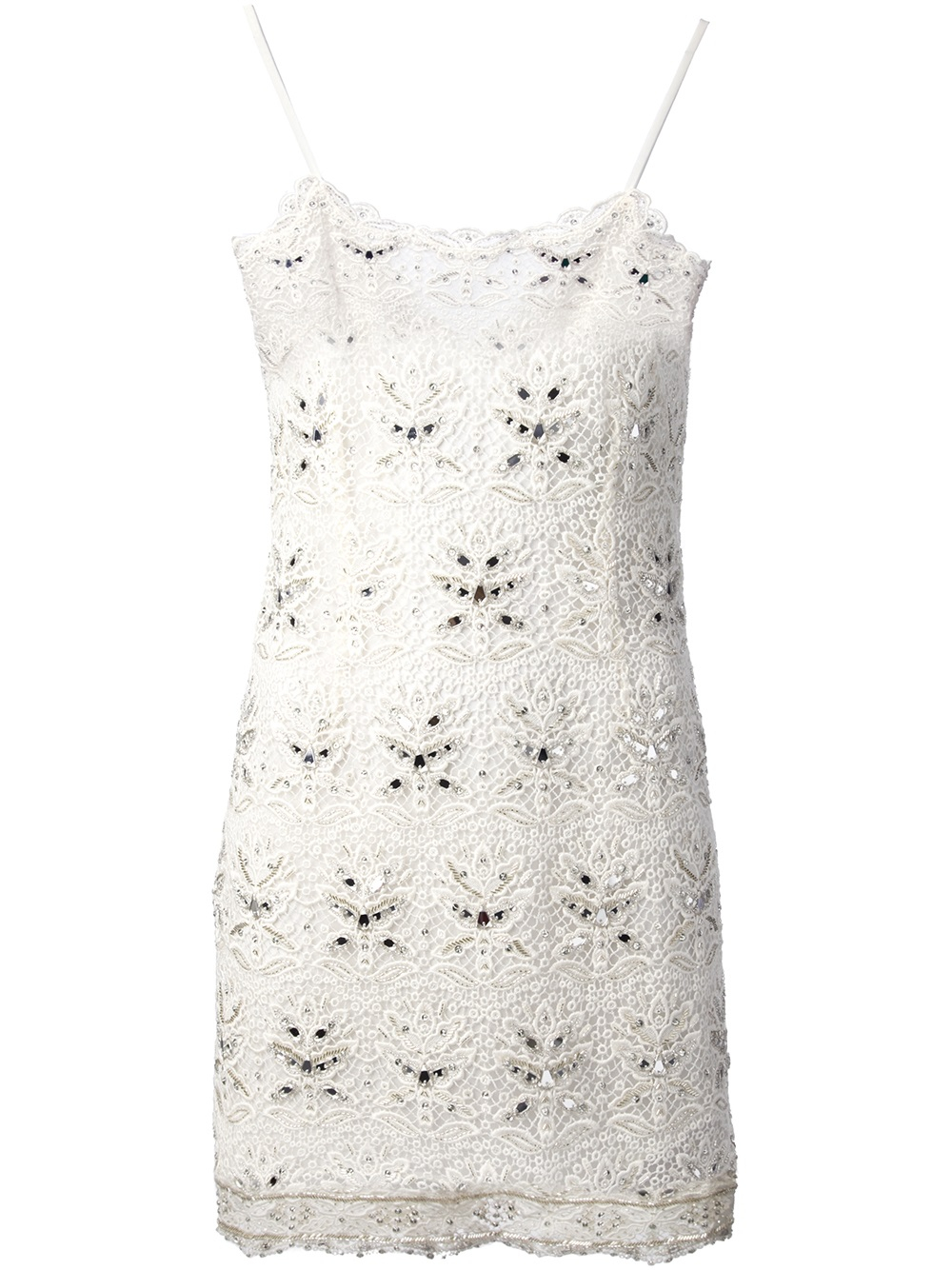 Lyst - Emilio pucci Embellished Crochet Dress in White