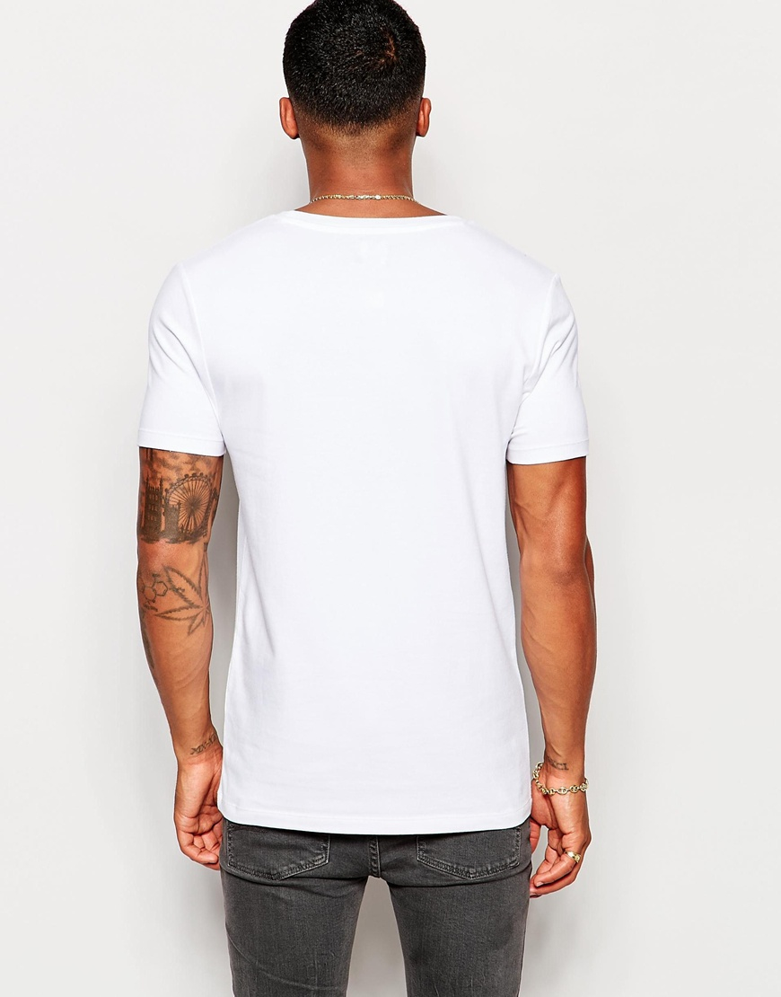 white stretch t shirt mens